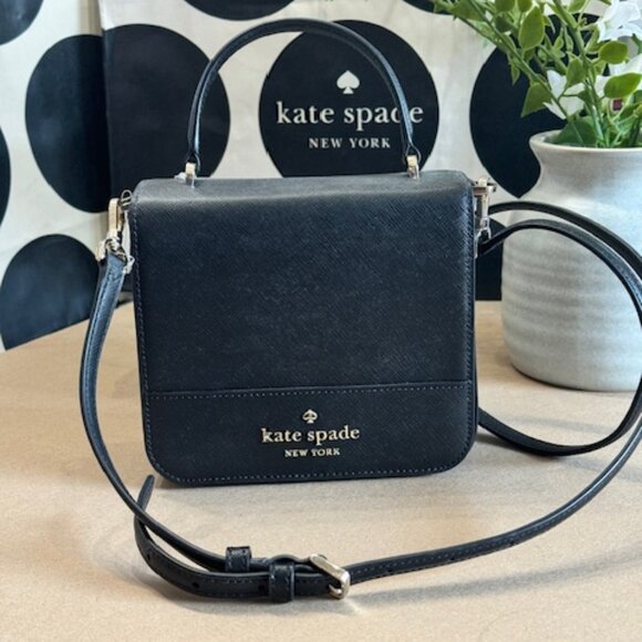 Kate Spade Staci Square Crossbody Black K7342 Saffiano Leather - Picture 1 of 7